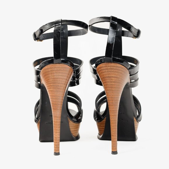 Saint Laurent Tribute Black Patent Leather Platform Sandals - Picture 3 of 11